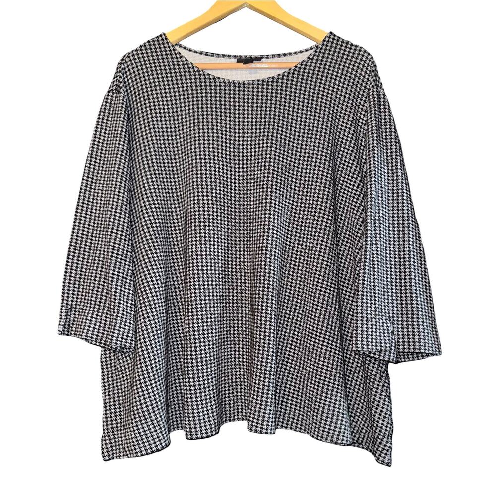 J Jill Wearever Houndstooth 1/2 Sleeve Top Women's 4x Relaxed Work Career Soft